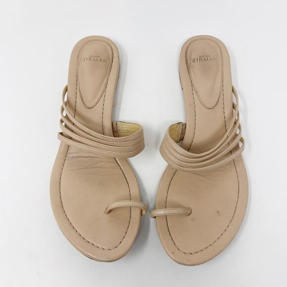 Alexandre Birman 37 Sand Cream Strappy Flat Toe Ring Sandals Leather Size 7 Nude - Picture 3 of 12